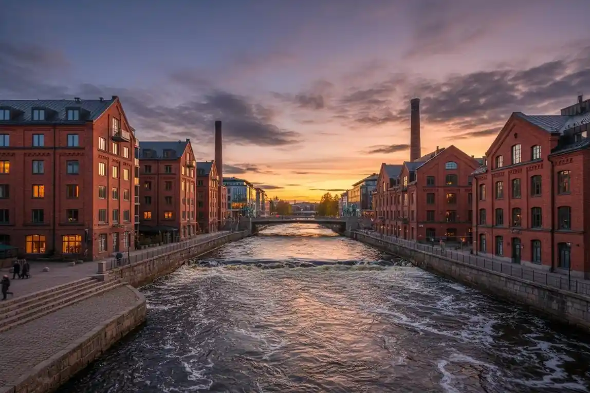 Tampereen Tammerkoski ja historiallinen arkkitehtuuri